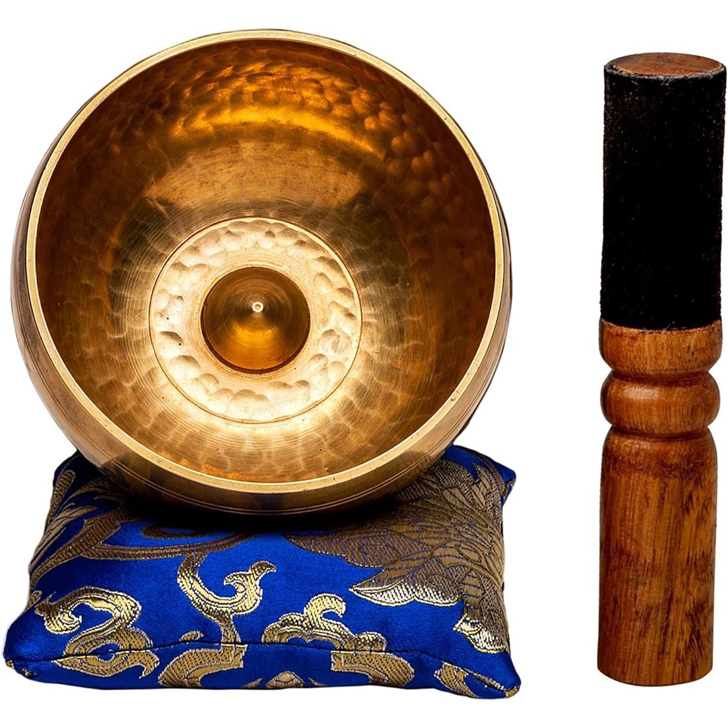 Tibetan Singing Bowl Set by  — Hand Hammered Lingam Meditation Sound Bowl — Yoga, Chakra Balancing, Mindfulness, Stress and Anxiety Relief