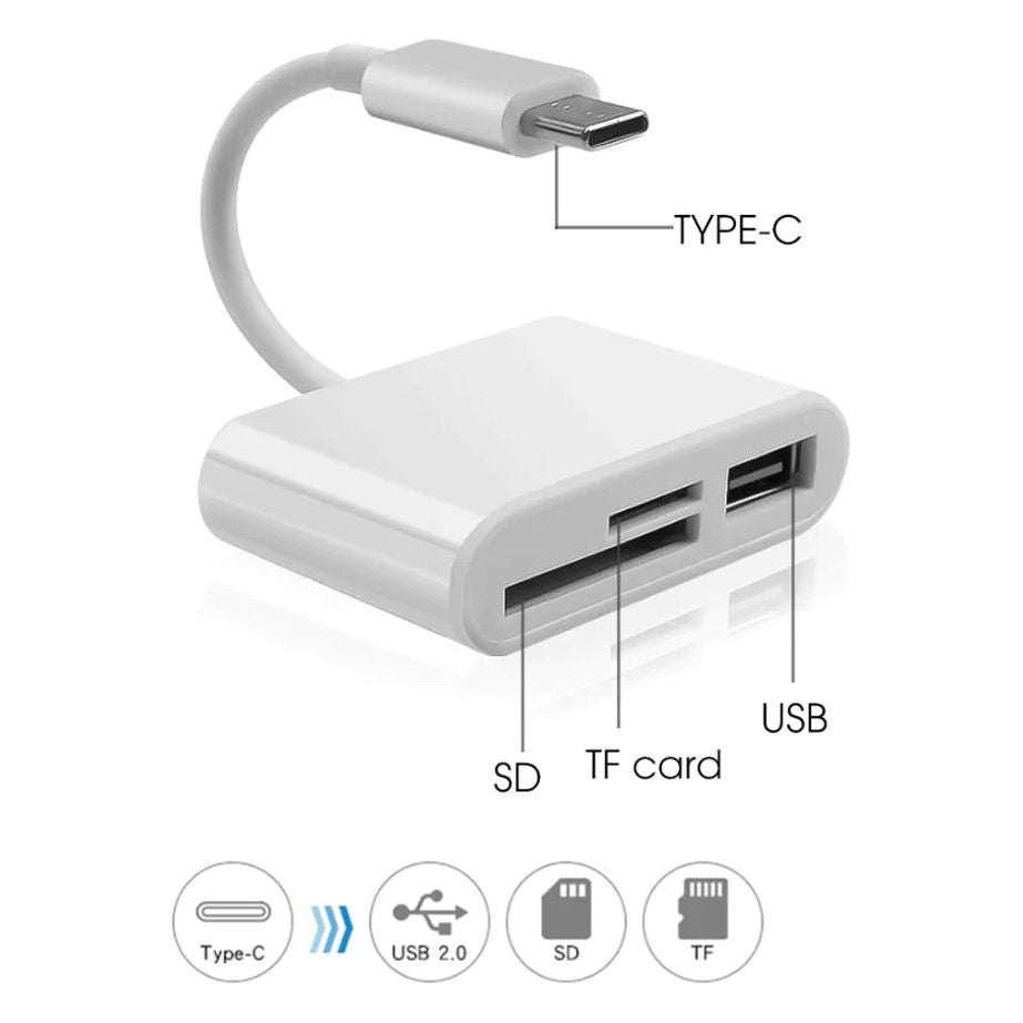 USB C 3 in 1 Hub Converter Type-C Adapter SD Card Reader for Macbook Pro Laptop