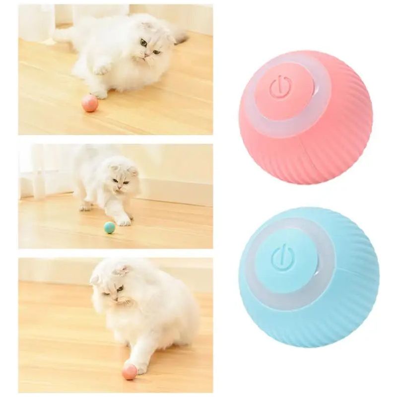 Rechargeable Cat Ball Toy Smart Automatic Rolling Kitten Toys 360 Degree Spinning Ball for Cats Usb Rechargeable Pet Toys