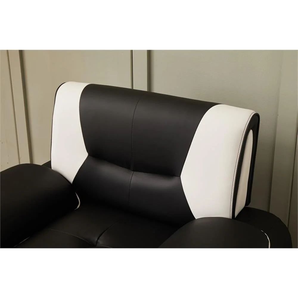 3-Piece Set with Faux Leather Loveseat & 2 Chairs in Black and White