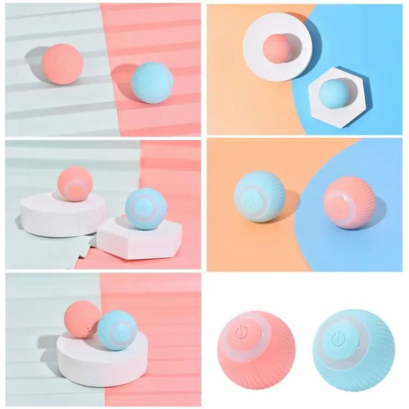 Rechargeable Cat Ball Toy Smart Automatic Rolling Kitten Toys 360 Degree Spinning Ball for Cats Usb Rechargeable Pet Toys