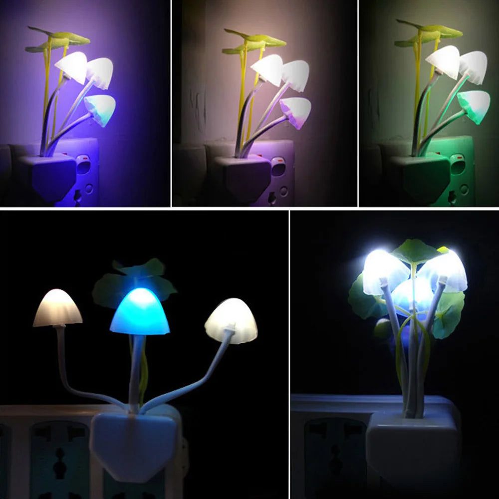 Light Controlled Dream Mushroom 7 Color LED Night Light Novelty Night Light EU&US Plug Induction Mushroom Night Lamp 220V